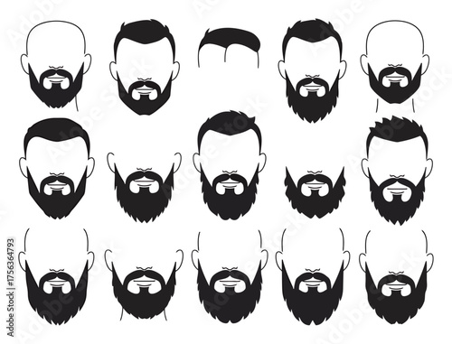Minimalist Beard Styles Vector Guide | Clean Facial Hair Grooming Art
