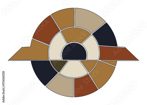 Minimalist Florentine Pietra Dura Stone Inlay Vector Art, Clean Lines
