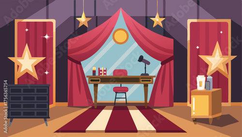 A dressing room with floortoceiling mirrors and a vanity table fit for a Hollywood star.