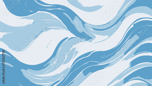 Abstract watercolor painting of flowing blue and white waves, blending soft gradients and smooth motion. Elegant fluid art symbolizing water movement, tranquility, and oceanic harmony.
