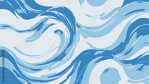 Abstract watercolor painting of flowing blue and white waves, blending soft gradients and smooth motion. Elegant fluid art symbolizing water movement, tranquility, and oceanic harmony.