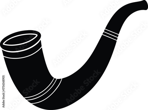 traditional curved shofar illustration in soft.eps