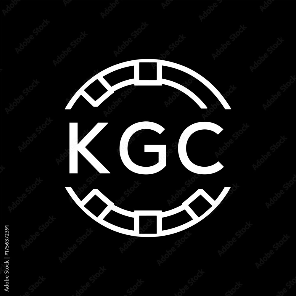 Obraz premium Clean Line Art Monogram Emblem for Brands, KGC Later Logo, Unique Letter Logo with Circular Motif, 