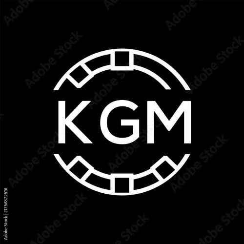 Clean Line Art Monogram Emblem for Brands, KGM Later Logo, Unique Letter  Logo with Circular Motif, 
