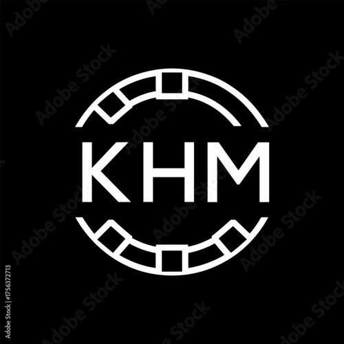 Clean Line Art Monogram Emblem for Brands, KHM Later Logo, Unique Letter  Logo with Circular Motif, 
