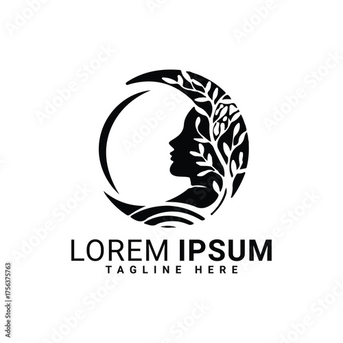 12.eps gril face vector logo desing 