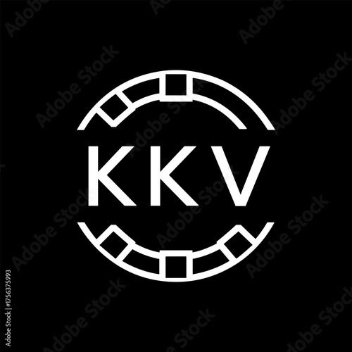 Clean Line Art Monogram Emblem for Brands, KKV Later Logo, Unique Letter  Logo with Circular Motif, 
