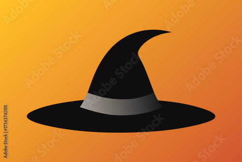 minimalist witch hat silhouette centered on soft o
