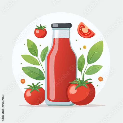 Tomatensaft in einer Glasflasche