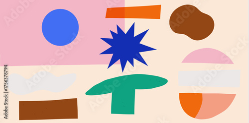 Colorful abstract shapes create a sense of wonder, inviting exploration and imagination in vibrant hues and playful forms