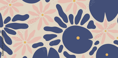 Colorful floral pattern brightens any space with its playful shapes and gentle hues