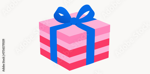 Colorful layered gift box with a blue ribbon waiting to reveal its secrets