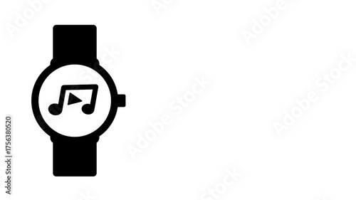 A smartwatch displaying a musical note shows synchronization of rhythm and technology, merging sound, time, and innovation in everyday life