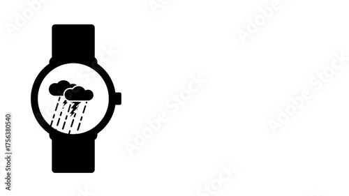 A smartwatch displays a rainy cloud symbol, providing real-time weather updates and alerts that enhance preparedness and smart living convenience
