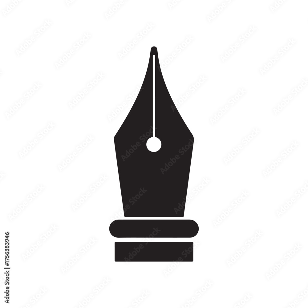 Fototapeta premium Vector fountain pen nib, Classic writing, Calligraphy, and education silhouette
