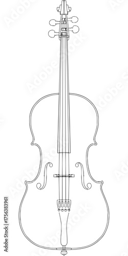 Elegant cello outline for musical compositions, performance art, and classical music education projects