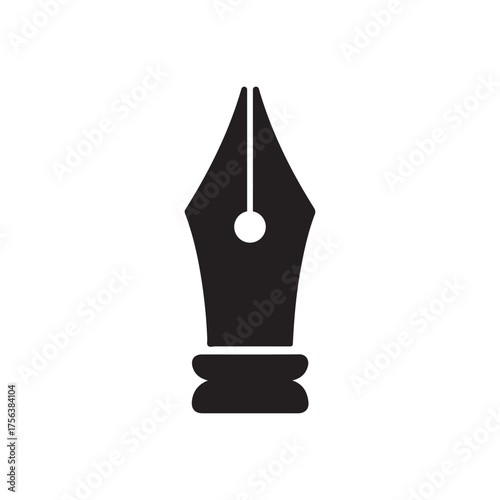 Classic fountain pen nib silhouette on a white background