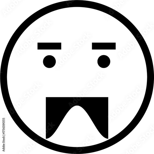 Expressive minimalist emoji conveying confusion or surprise with bold black lines on a clean, modern design