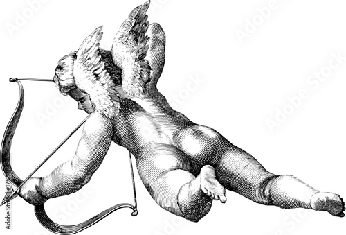 Cherubic cupid with bow and arrow poised for love's aim, a timeless symbol of romance and affection