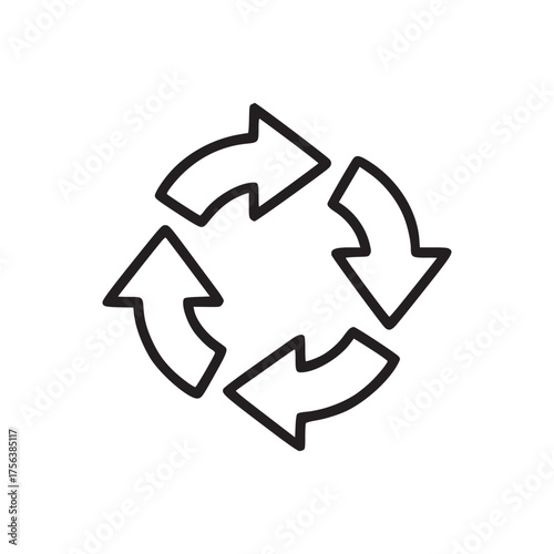 Free Download A simple black and white illustration of four arrows in a circular motion on a white background - GFXLoad