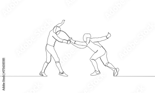 Dynamic duo in intense fencing duel showcasing skill and focus, perfect for sports and competition themes