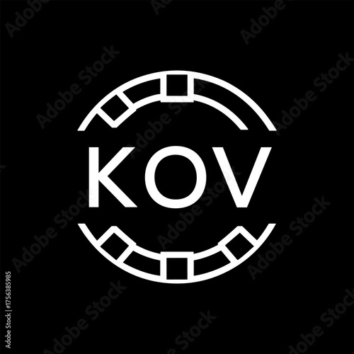 Modern  Tech Logo Design – Futuristic Blue and White Circular Emblem on Black Background, KOV Later Logo, 
