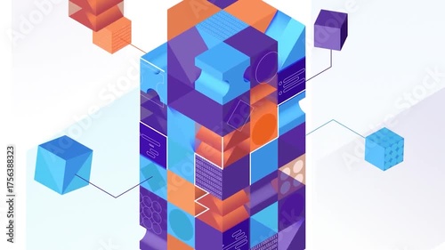 Abstract 3D Cube Tower – Digital Infrastructure Animation