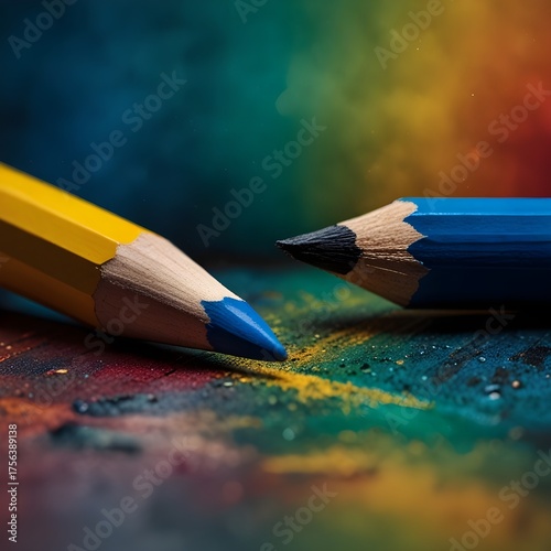 colored pencils on a wooden background