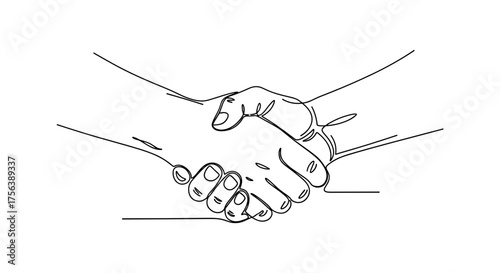 Line drawing of two hands shaking in agreement or partnership  