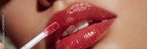 lip gloss lipstick woman makeup beauty lipgloss mouth girl glossy red. model lip gloss lipstick sexy make fashion closeup paint nature feminine applying face fun liquid people macro drop sensual brush