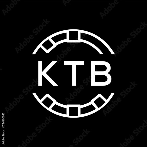 Modern  Tech Logo Design – Futuristic Blue and White Circular Emblem on Black Background, KTB Later Logo, 
