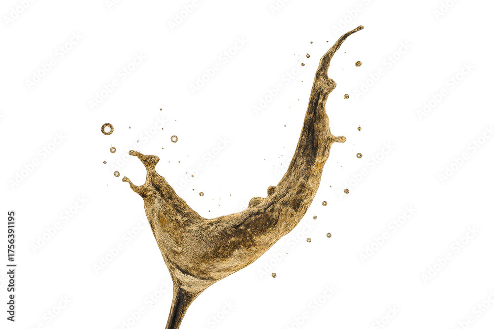 Fototapeta premium Golden liquid splash creating an abstract fluid flow