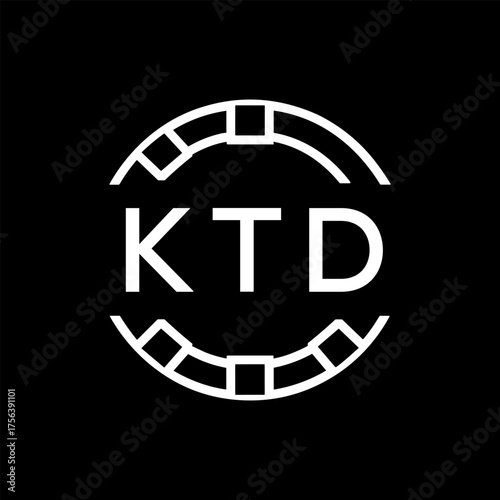 Modern  Tech Logo Design – Futuristic Blue and White Circular Emblem on Black Background, KTD Later Logo, 
