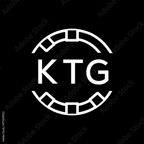 Modern  Tech Logo Design – Futuristic Blue and White Circular Emblem on Black Background, KTG Later Logo, 
