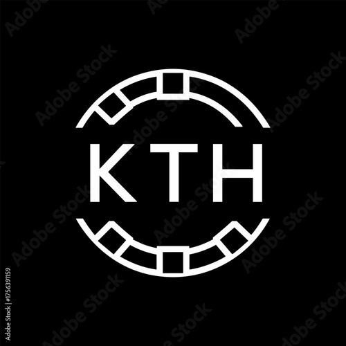 Modern  Tech Logo Design – Futuristic Blue and White Circular Emblem on Black Background, KTH Later Logo, 
