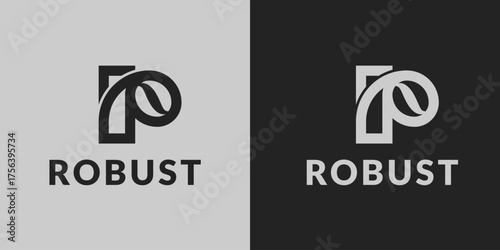 logo design Stylized R and P letters with the word ROBUST, featuring clean lines and a minimalist aesthetic