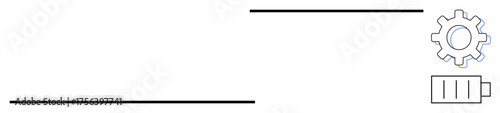 Gear and battery icons represent energy control, performance efficiency, system maintenance, and energy conservation. Ideal for technology, renewable energy, sustainability, device management
