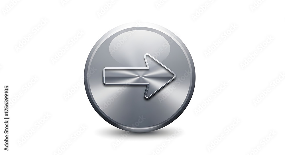 Fototapeta premium Silver Arrow Button with Next Icon.