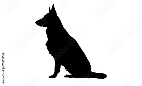 a silhouette of a german shepherd dog sitting in profilebeagle, black, dog, profile, sheepdog, shepherd, sit 