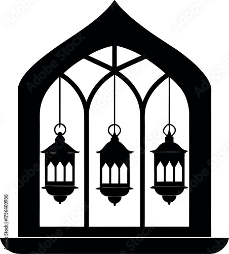 Black vector silhouette set of birdcages and a bird in a cage with vintage illustration design