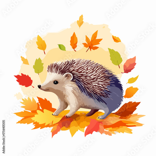 Igel zwischen Herbstblättern