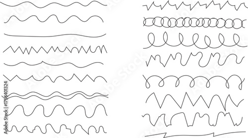 Imperfect Hand Drawn Wavy Lines Collection. Simple Doodle Borders and Scribble Wave Patterns Vector Set