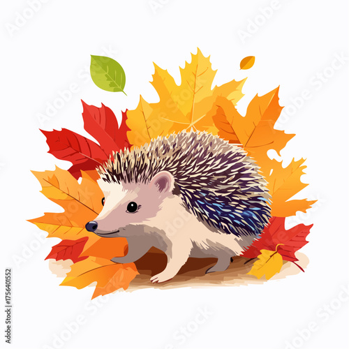 Igel zwischen Herbstblättern