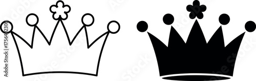 Royal Crown Doodle and Silhouette Design Royalty and Childhood Illustration
