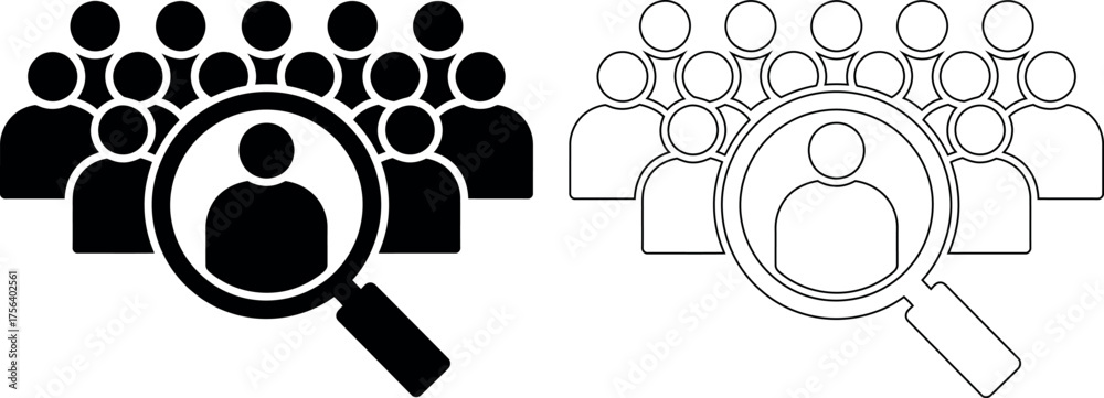 Obraz premium Recruitment process to find the right candidate in a crowd