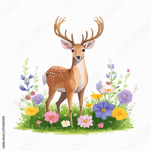 Reh auf bunter Wiese