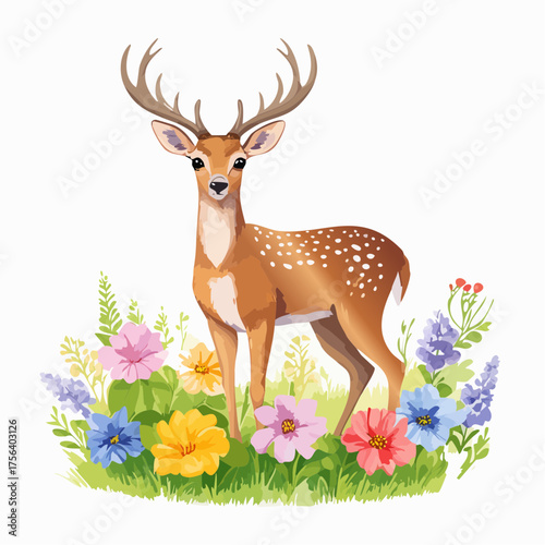 Reh auf bunter Wiese