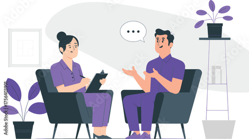 Illustration of Therapy Session for Mental Health