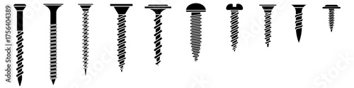 Self-tapping screw icon vector set. screw illustration sign collection. Dowel symbol. screw-bolt logo.