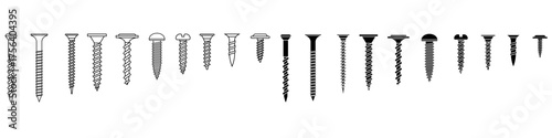 Self-tapping screw icon vector set. screw illustration sign collection. Dowel symbol. screw-bolt logo.